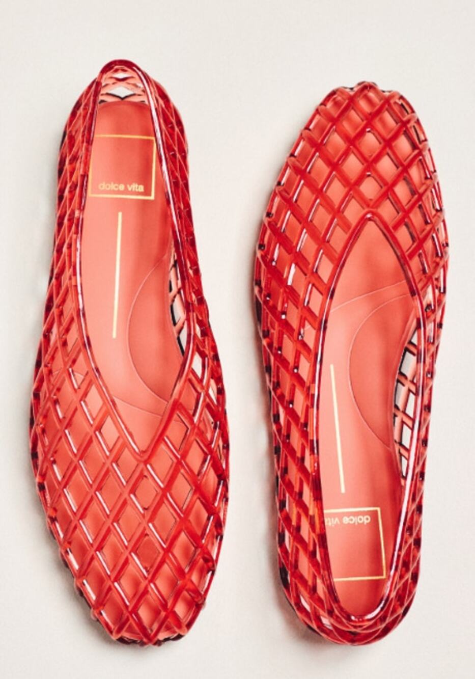 Dolce Vita Jam Jelly Flats 7 Red Coral Pink Slip On Travel Resort Coastal